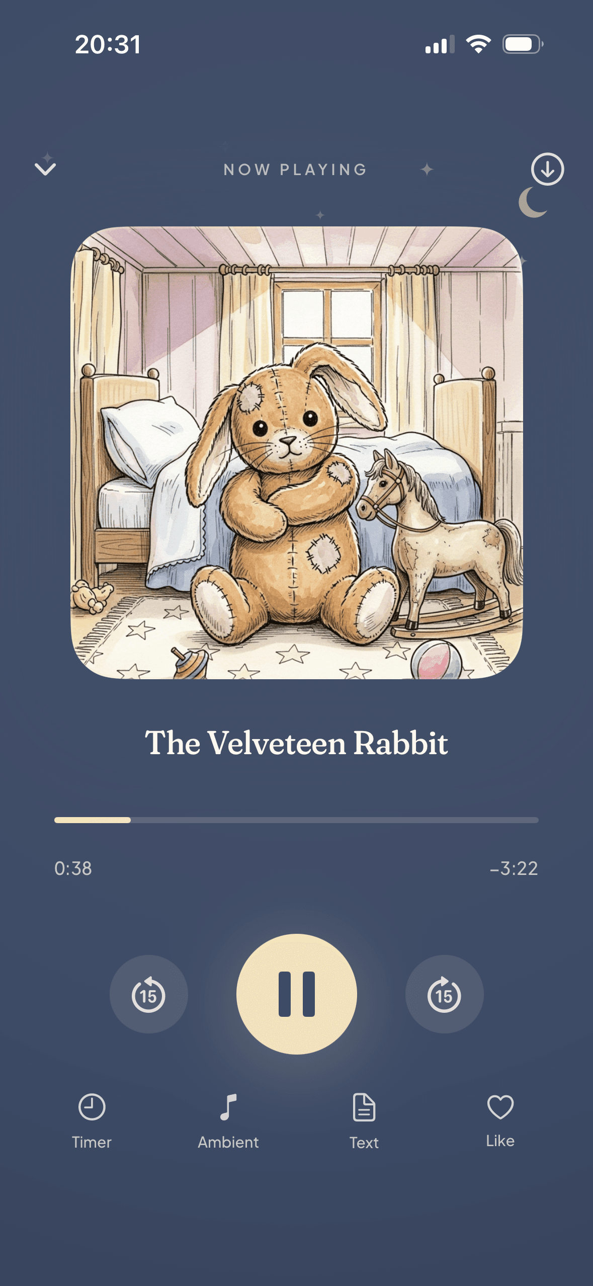 Bedtime player with sleep timer and ambient sounds